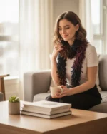 Φουλάρι χειροποίητο πλεκτό δίχρωμο - Image 4