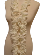 Φουλάρι χειροποίητο πλεκτό ασπρο κυματιστό μέ φουντίτσες