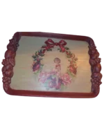 Χριστουγεννιάτικος ξύλινος δίσκος ζωγραφισμένος στό χέρι (decoupage)