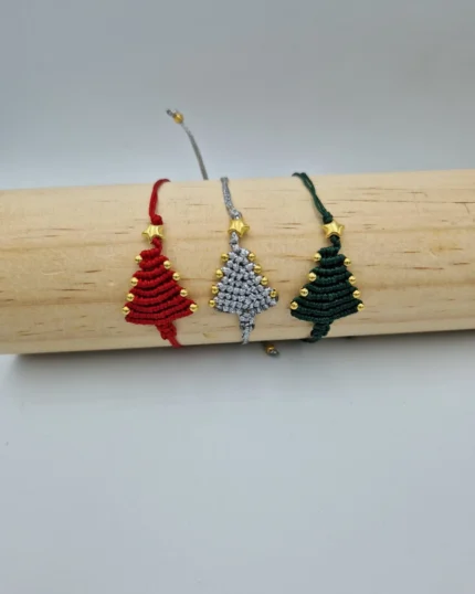 Χειροποίητο βραχιόλι μακραμέ Χριστουγεννιάτικο