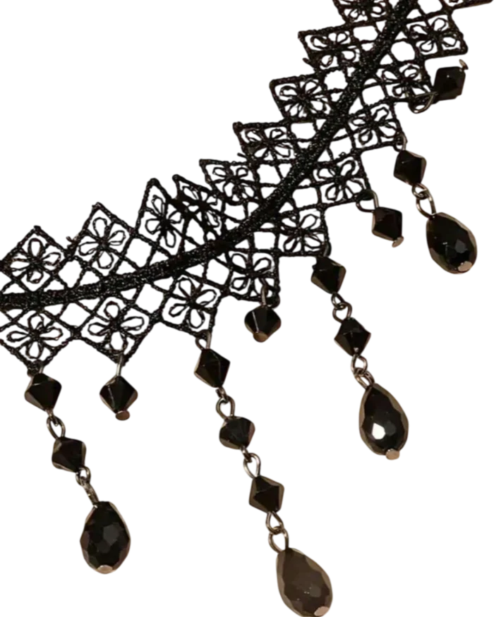 Κολιέ choker με δαντέλα και χάνδρες - Image 2
