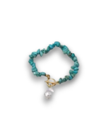 Βραχιόλι με τυρκουάζ και κρεμαστή πέρλα