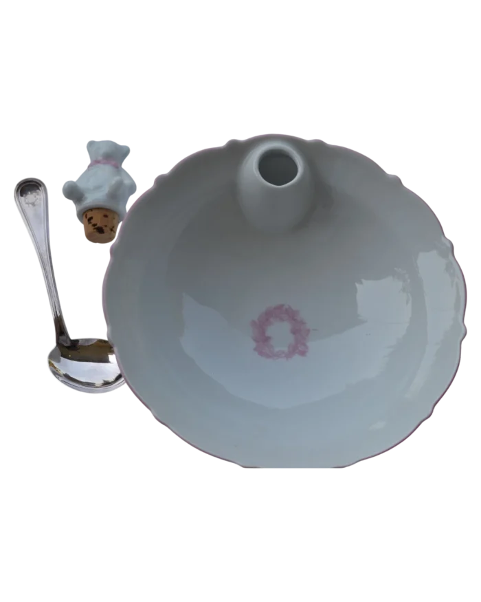 Μπώλ Γαλλικής πορσελάνης από collection Tsitouras γιά bebe μέ ασημένιο στραβοκούταλο - Image 2