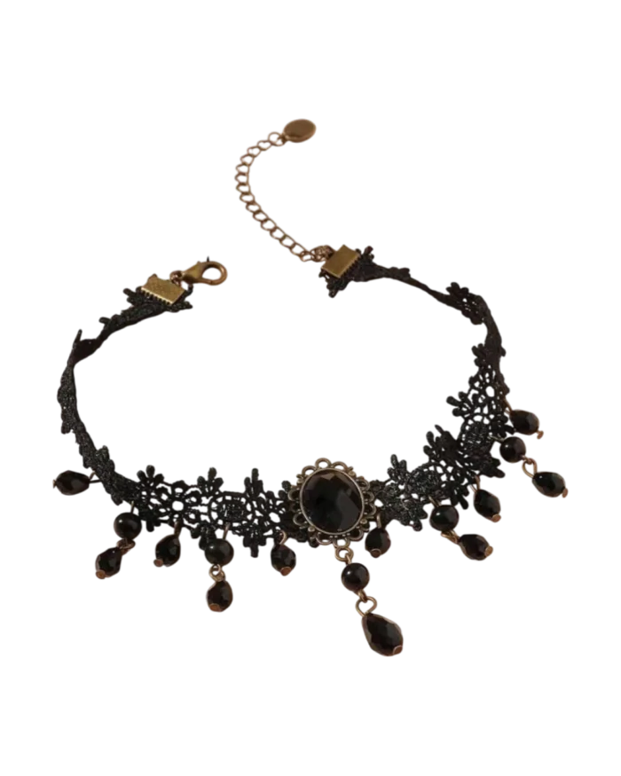 Κολιέ choker με δαντέλα και χάνδρες - Image 2