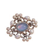 Καρφίτσα μπρονζέ ρετρό στύλ με πέρλες και κρύσταλλα