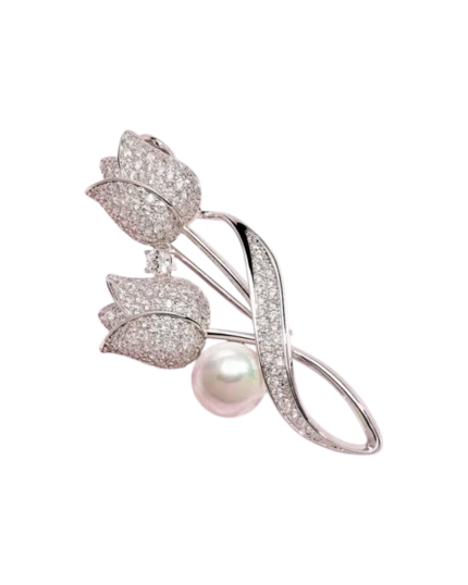 Καρφίτσα σε ρετρό στύλ “τουλίπα” με κρύσταλλα