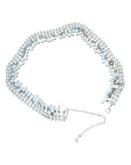 Ζώνη μεταλλική με κρύσταλλα και πέρλες