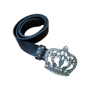 Ζώνη δερμάτινη με "κορώνα" αγκράφα