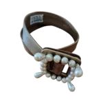 Ζώνη δερμάτινη Filippucci με αγκράφα με πέρλες