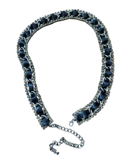 Ζώνη με μέταλλο – ύφασμα και κρύσταλλα πλεκτή