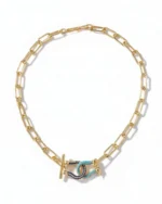 Κολιέ σε χρυσαφί με πλεκτά “πέταλα”