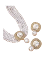 Κολιέ choker σετ με τα σκουλαρίκια του με πέρλες και κρύσταλλα - Image 2