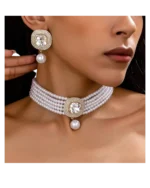 Κολιέ choker σετ με τα σκουλαρίκια του με πέρλες και κρύσταλλα - Image 3