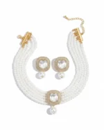 Κολιέ choker σετ με τα σκουλαρίκια του με πέρλες και κρύσταλλα