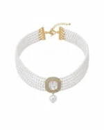 Κολιέ choker σετ με τα σκουλαρίκια του με πέρλες και κρύσταλλα - Image 4