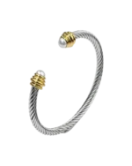 Βραχιόλι χειροπέδα απο ανοξείδωτο ατσάλι με πέρλες