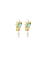 Σκουλαρίκια κρεμαστά με κρύσταλλα και πέρλα - Image 2