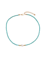 Κολιέ με τυρκουάζ χάνδρες και πέρλα boho