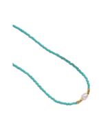 Κολιέ με τυρκουάζ χάνδρες και πέρλα boho - Image 2